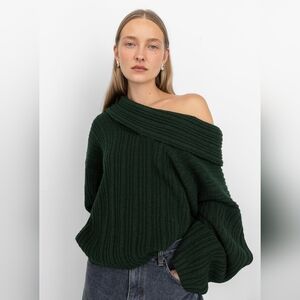 OAK + FORT Deep Green Cowl Neck Sweater